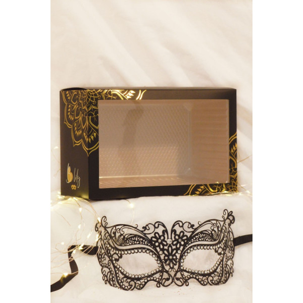Masque vénitien Alba rigide noir avec strass  
